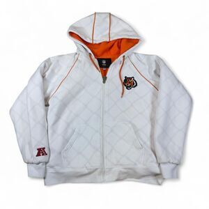 NFL Pro Line Zip Hoodie Men L White Fleece Bengals Logo Cotton Athletic Vintage